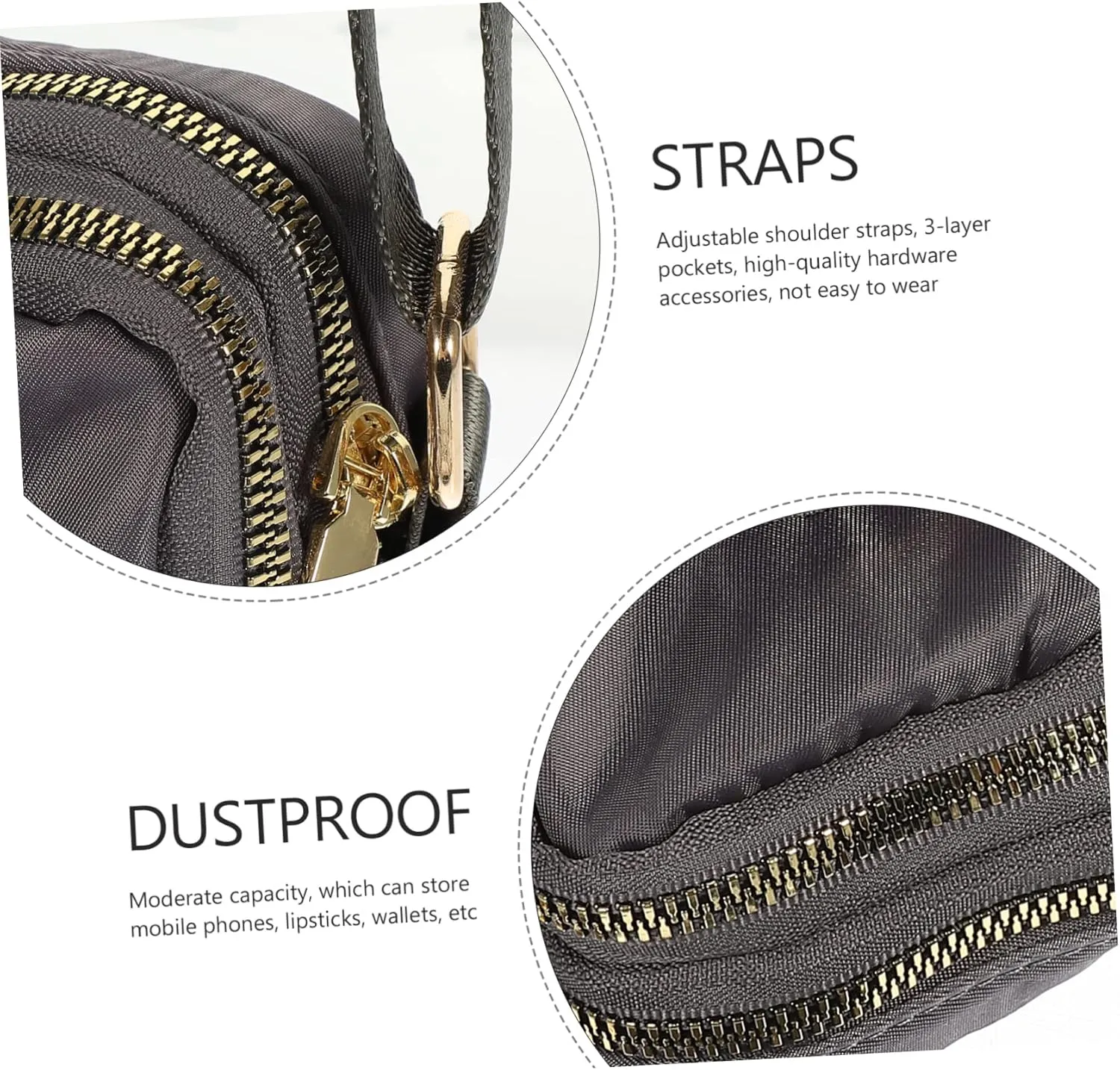 Mobile Phone Bag Women's Nylon Crossbody Shoulder Bag Purple Leisure Bag Pocketbooks for Women Crossbody