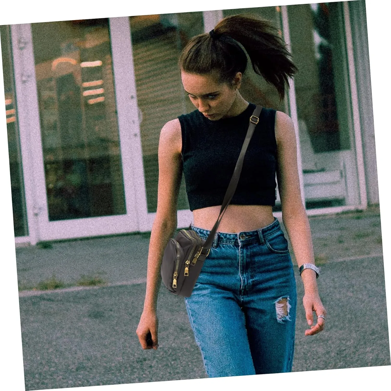 Mobile Phone Bag Women's Nylon Crossbody Shoulder Bag Purple Leisure Bag Pocketbooks for Women Crossbody