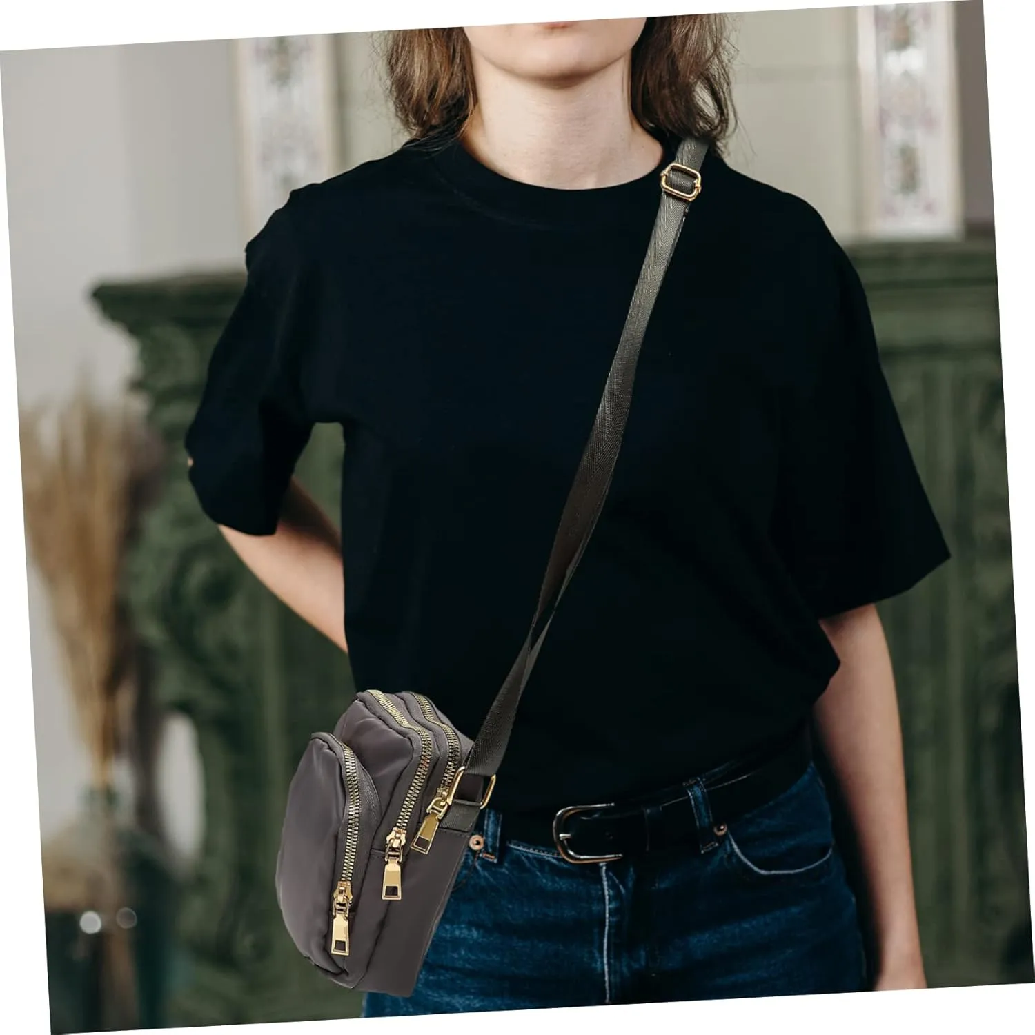 Mobile Phone Bag Women's Nylon Crossbody Shoulder Bag Purple Leisure Bag Pocketbooks for Women Crossbody