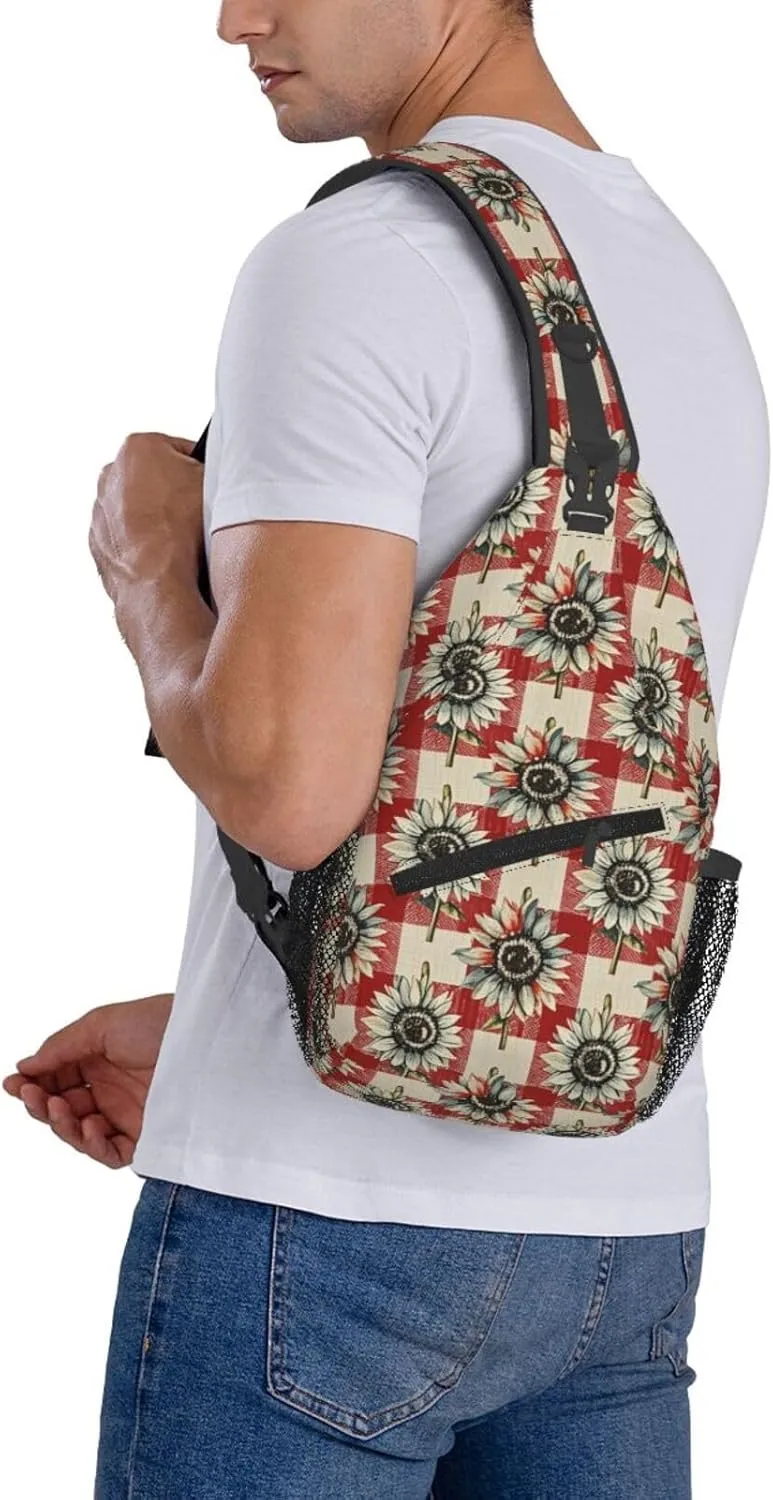 Modern Black Buffalo Sunflower Crossbody Bags Cross Chest Bag Adjustable Sling Backpack for Women Men