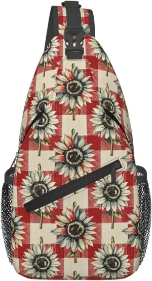Modern Black Buffalo Sunflower Crossbody Bags Cross Chest Bag Adjustable Sling Backpack for Women Men
