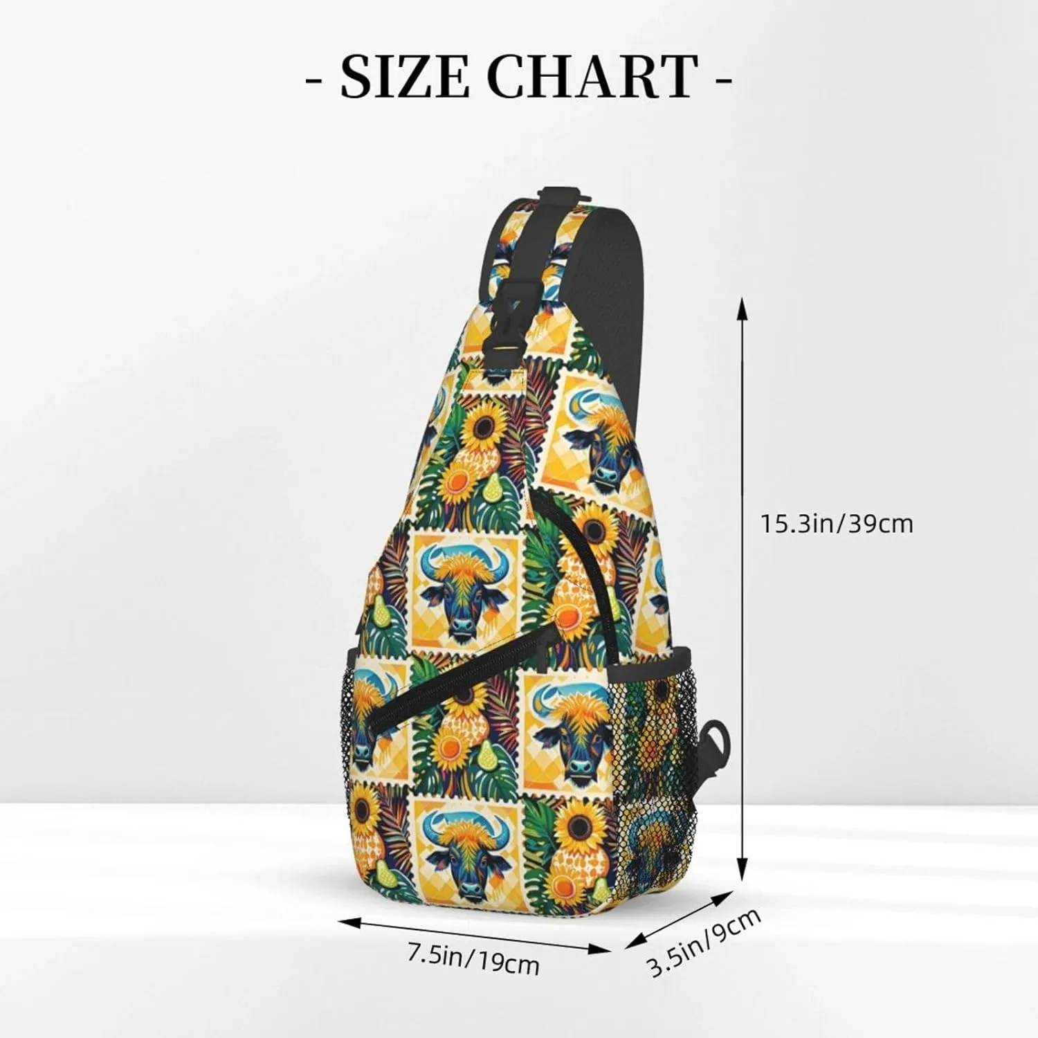 Modern Black Buffalo Sunflower Crossbody Bags Cross Chest Bag Adjustable Sling Backpack for Women Men