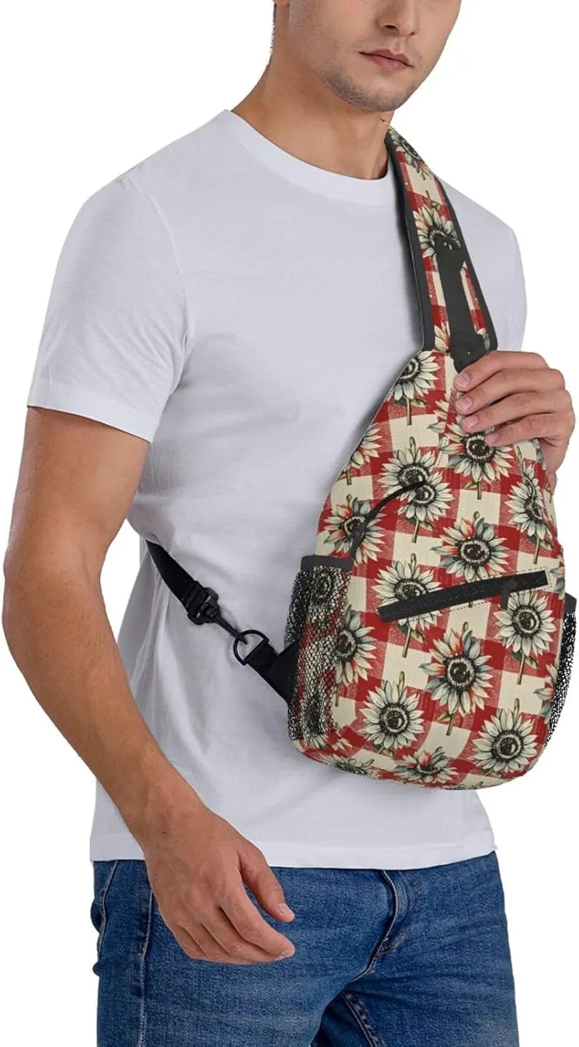 Modern Black Buffalo Sunflower Crossbody Bags Cross Chest Bag Adjustable Sling Backpack for Women Men