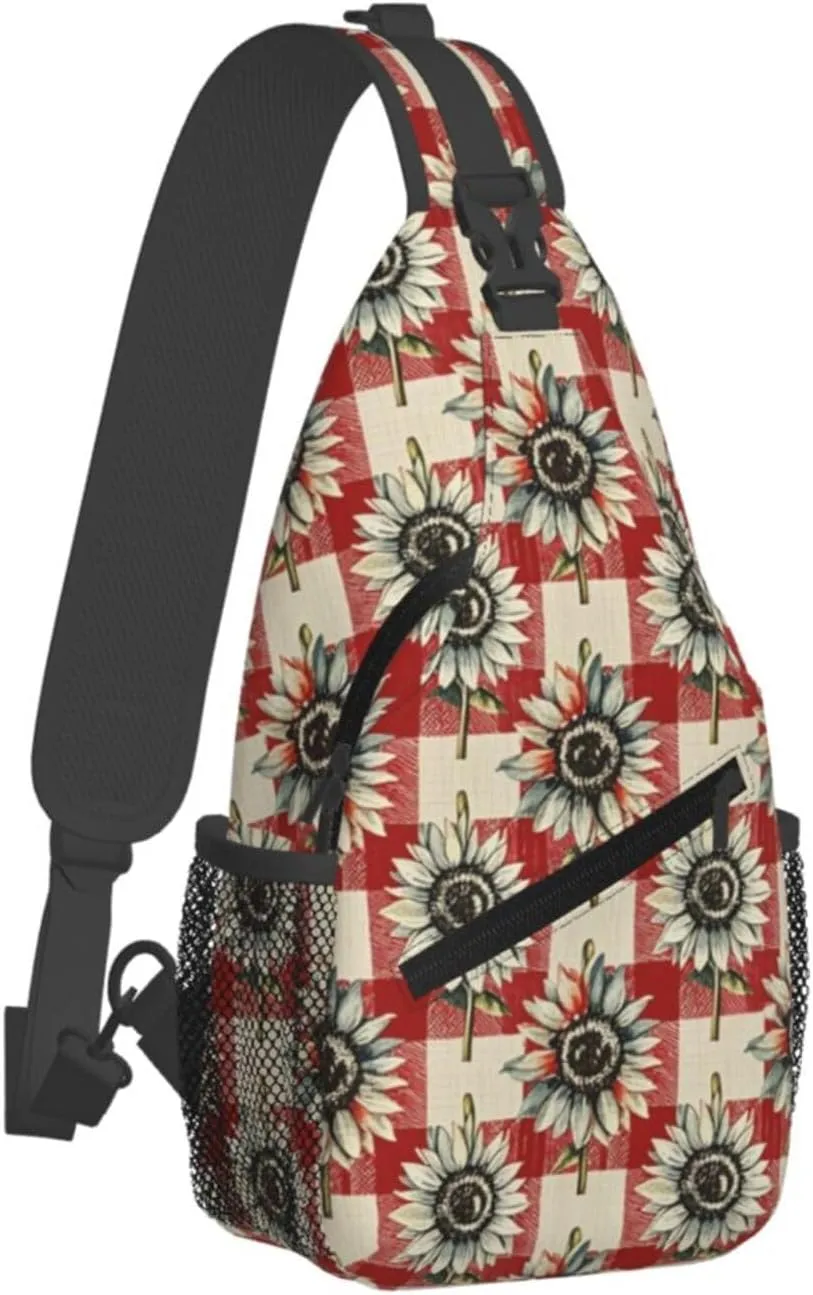Modern Black Buffalo Sunflower Crossbody Bags Cross Chest Bag Adjustable Sling Backpack for Women Men