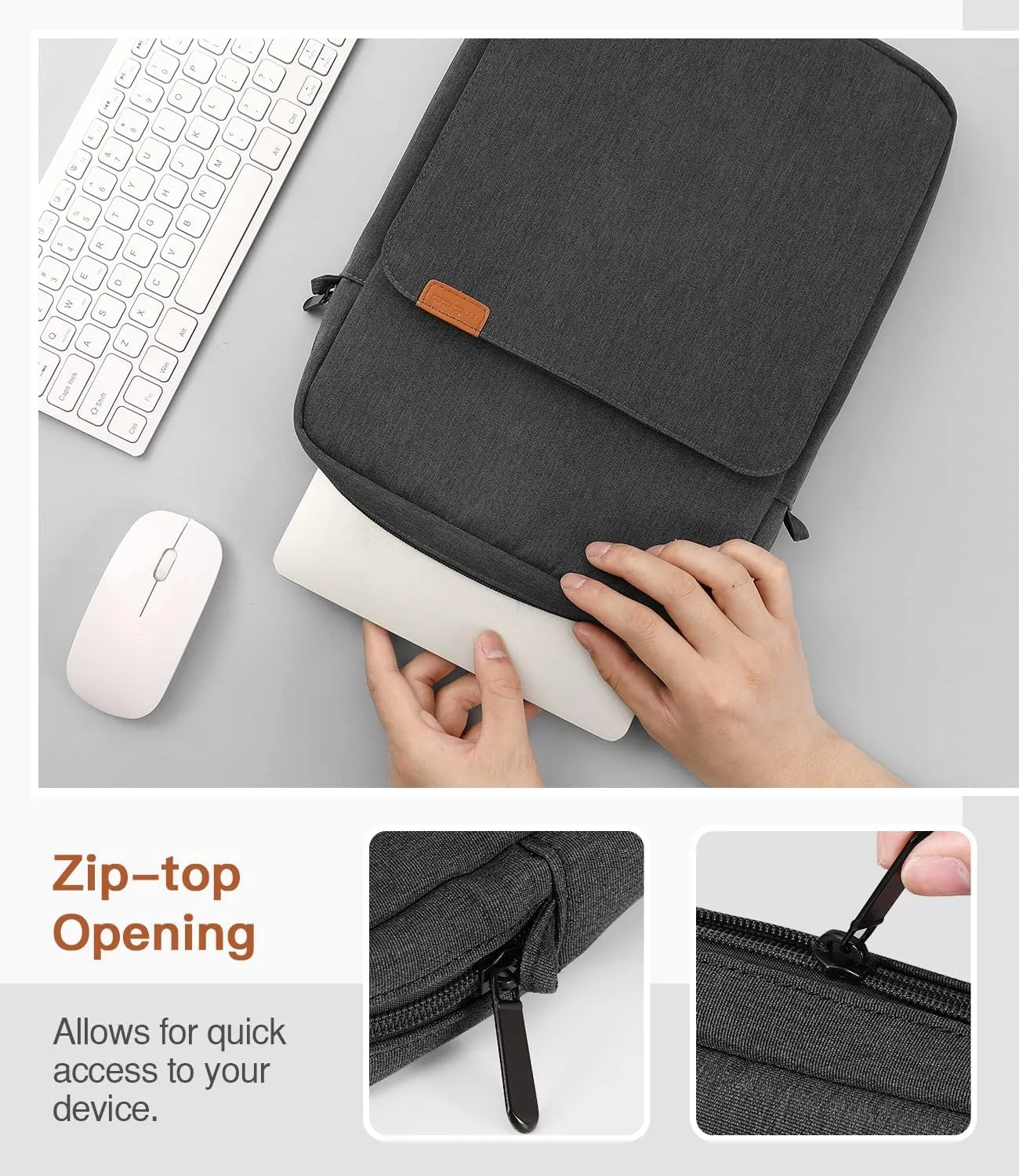 MoKo 13.3-14 Inch Laptop Sleeve Bag Fits MacBook Pro M3/M2 14" 2023, MacBook Pro 13" M2, Air 13.6 M3/M2,Tab S8 Ultra 14.6,Handle Carrying Case with Shoulder Strap, Black & Gray
