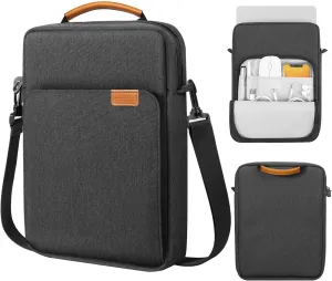 MoKo 13.3-14 Inch Laptop Sleeve Bag Fits MacBook Pro M3/M2 14" 2023, MacBook Pro 13" M2, Air 13.6 M3/M2,Tab S8 Ultra 14.6,Handle Carrying Case with Shoulder Strap, Black & Gray