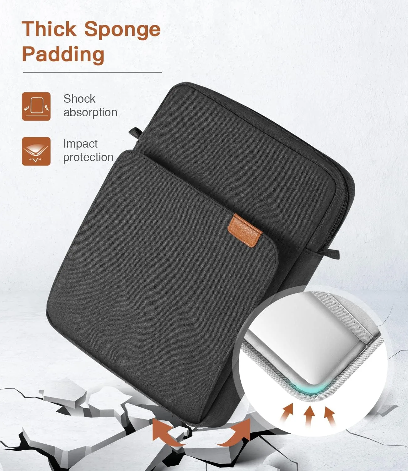 MoKo 13.3-14 Inch Laptop Sleeve Bag Fits MacBook Pro M3/M2 14" 2023, MacBook Pro 13" M2, Air 13.6 M3/M2,Tab S8 Ultra 14.6,Handle Carrying Case with Shoulder Strap, Black & Gray