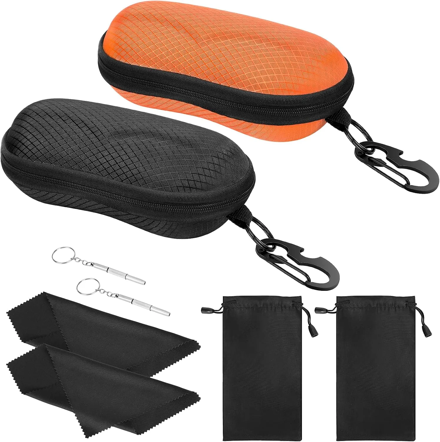 MoKo Semi Hard Shell Sunglasses Case, Unisex Protective Eyeglass Case Glasses Case Holder with Metal Hanging Hook