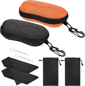 MoKo Semi Hard Shell Sunglasses Case, Unisex Protective Eyeglass Case Glasses Case Holder with Metal Hanging Hook