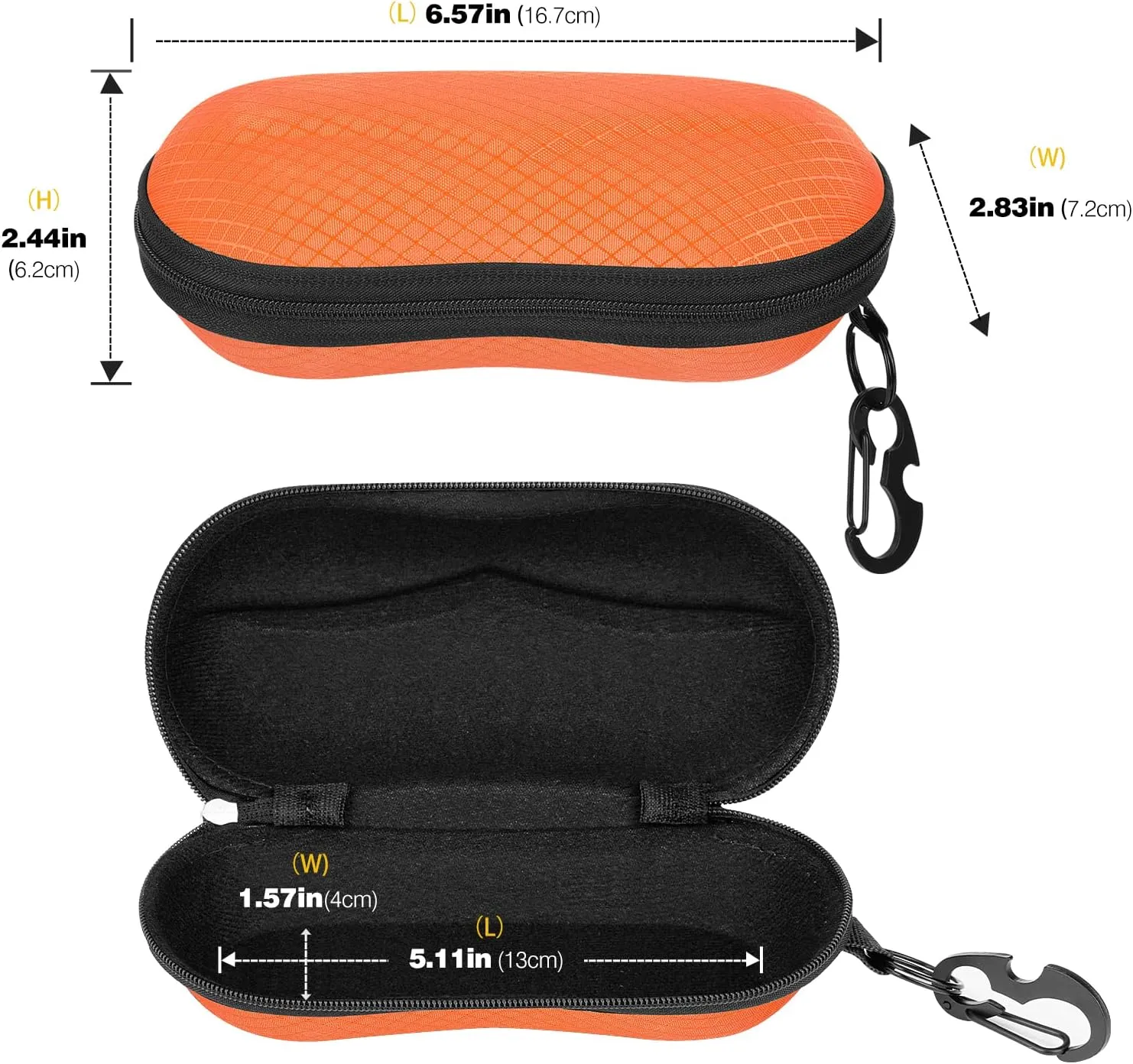MoKo Semi Hard Shell Sunglasses Case, Unisex Protective Eyeglass Case Glasses Case Holder with Metal Hanging Hook