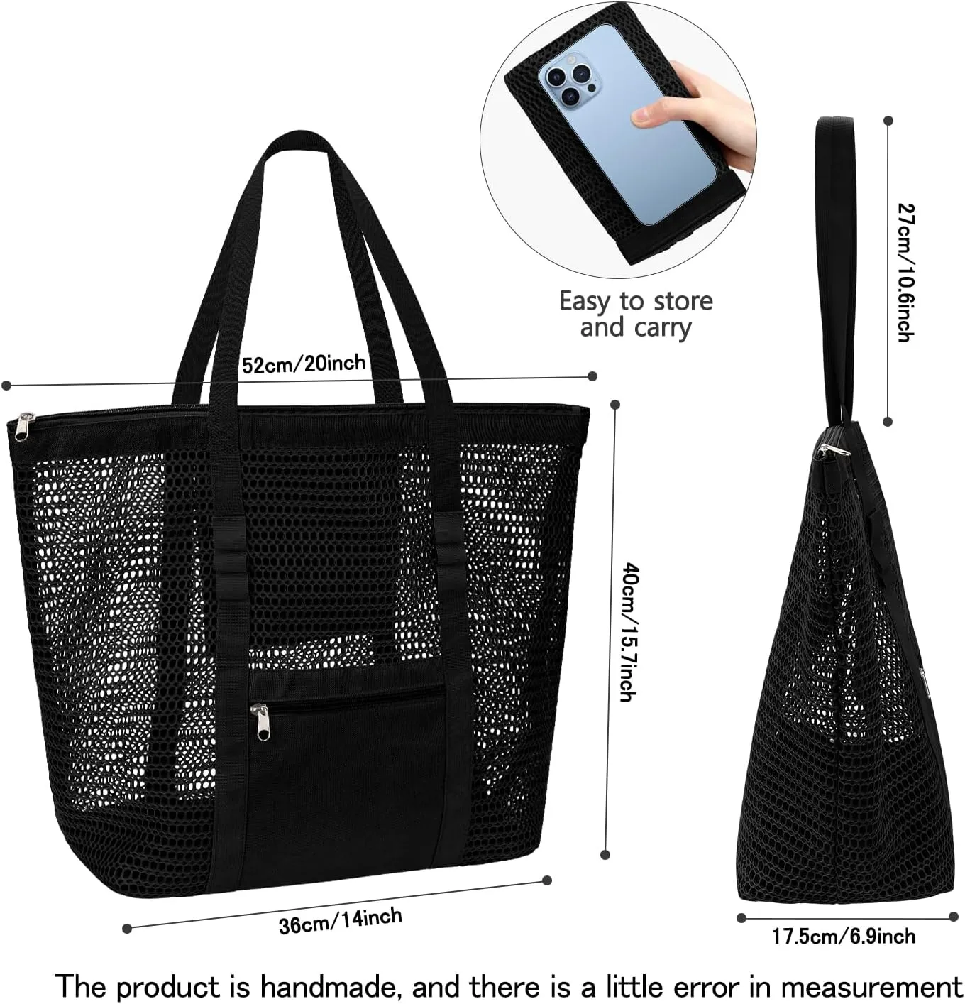 MOLERFO Beach Bag Mesh Tote Bag, Upgraded Beach Bags for Women Mesh Bag Hobo Bag Beach Accessories