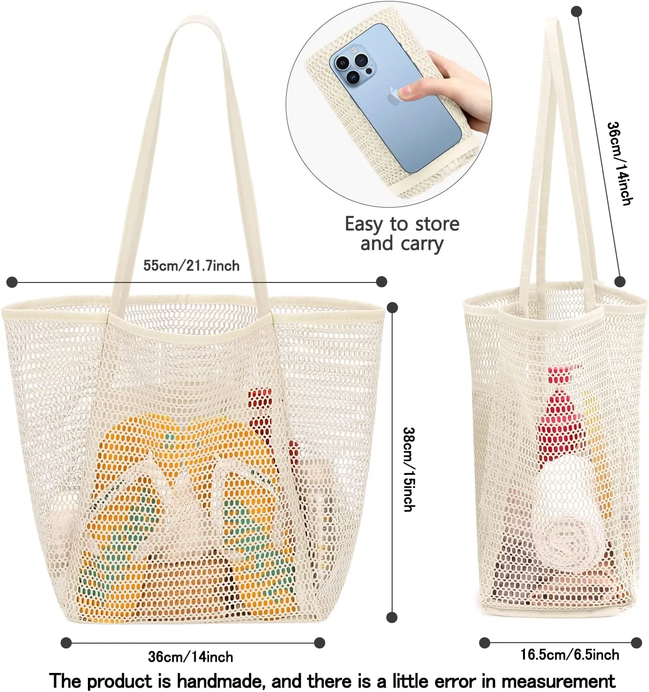 MOLERFO Beach Bag Mesh Tote Bag, Upgraded Beach Bags for Women Mesh Bag Hobo Bag Beach Accessories