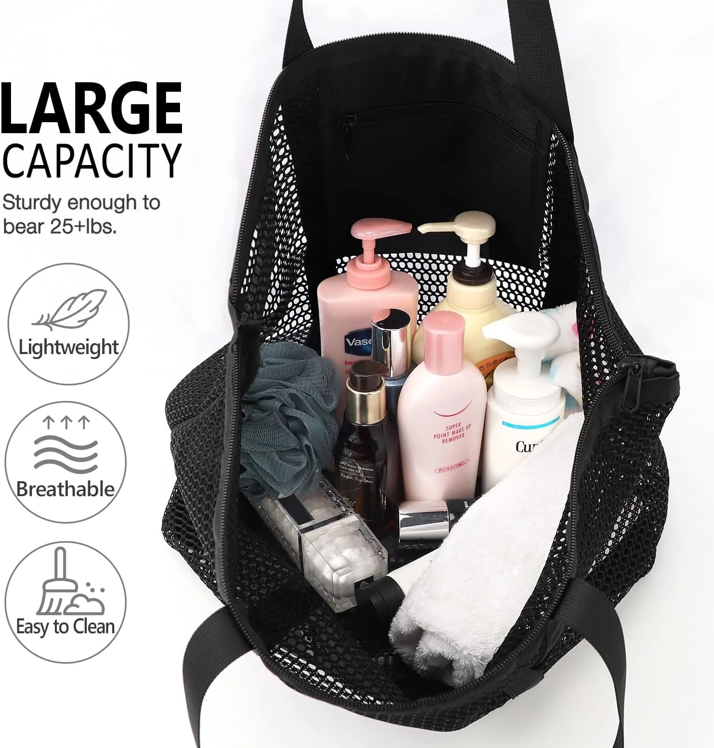 MOLERFO Beach Bag Mesh Tote Bag, Upgraded Beach Bags for Women Mesh Bag Hobo Bag Beach Accessories