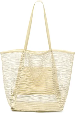 MOLERFO Beach Bag Mesh Tote Bag, Upgraded Beach Bags for Women Mesh Bag Hobo Bag Beach Accessories