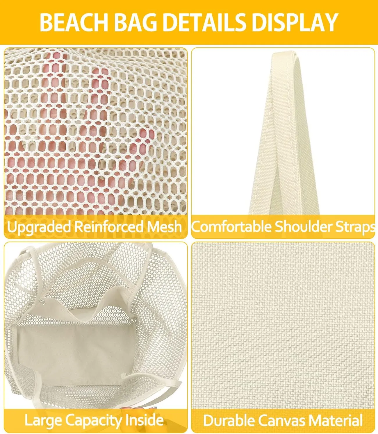 MOLERFO Beach Bag Mesh Tote Bag, Upgraded Beach Bags for Women Mesh Bag Hobo Bag Beach Accessories