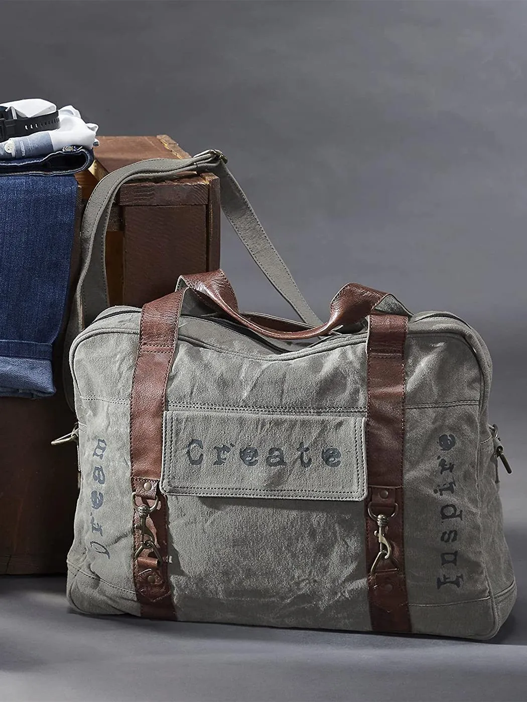 Mona B Upcycled Canvas Messenger Crossbody Unisex Laptop Bag Dream