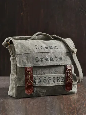 Mona B Upcycled Canvas Messenger Crossbody Unisex Laptop Bag Dream