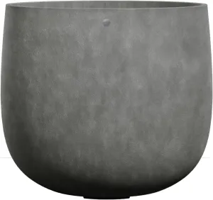 Mondo Large Planter – Grey Stone Finish – Fiberglass Indoor/Outdoor and Weather-Resistant Round Planter (39.4" D x 40" H Exterior, 37.8" D x 39.4" H Interior)