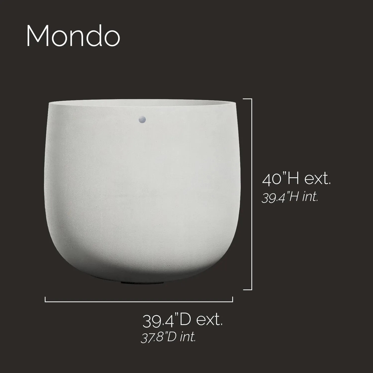 Mondo Large Planter – Sand Stone Finish – Fiberglass Indoor/Outdoor and Weather-Resistant Round Planter (39.4" D x 40" H Exterior, 37.8" D x 39.4" H Interior)