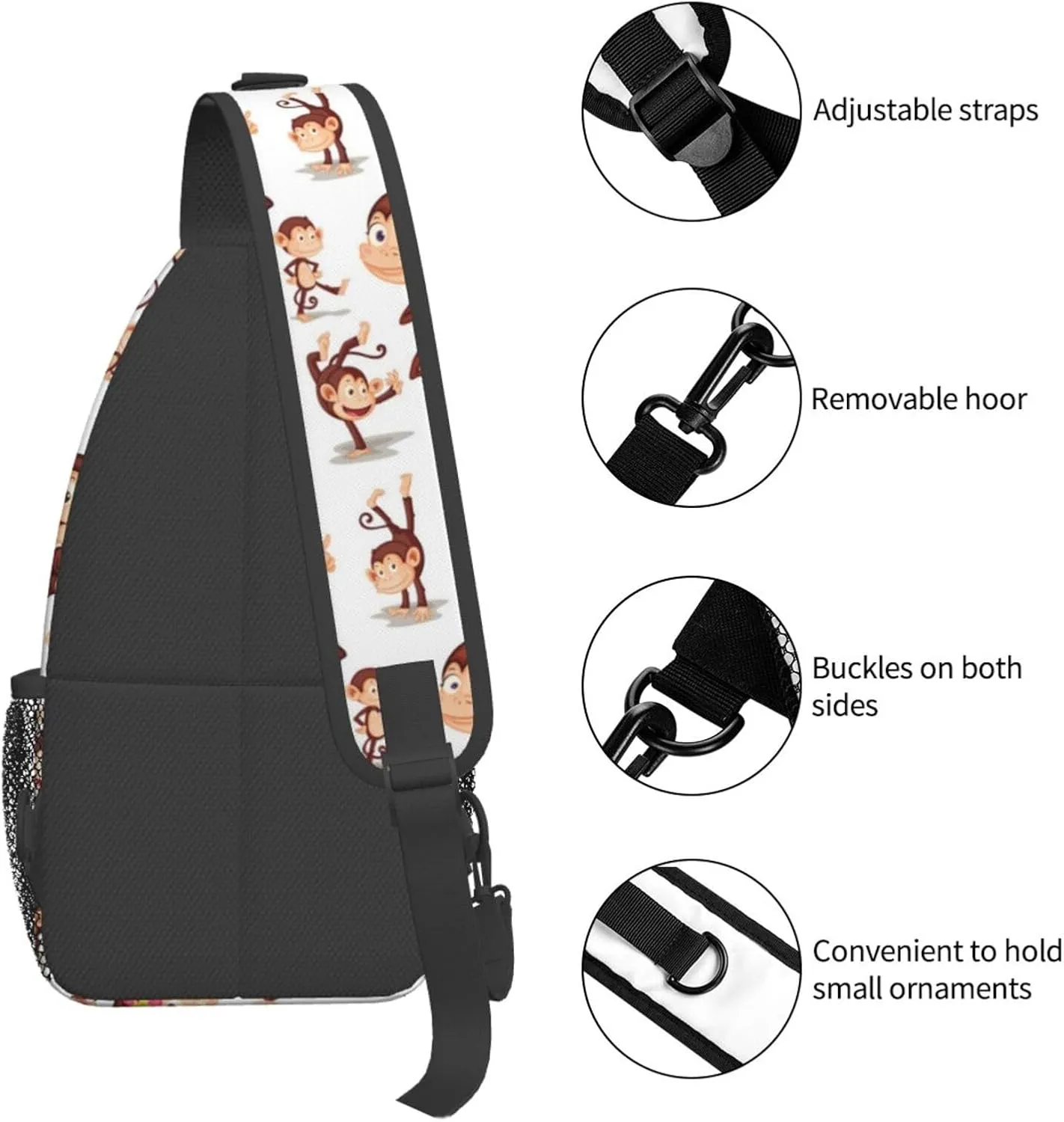 Monkey Shoulder Bag Cute Sling Backpack Daypack Casual Cute Animal Hiking Bag Monkey Backpack Bag Outdoor