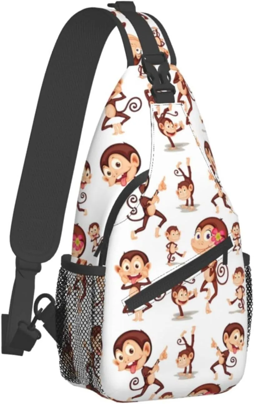 Monkey Shoulder Bag Cute Sling Backpack Daypack Casual Cute Animal Hiking Bag Monkey Backpack Bag Outdoor