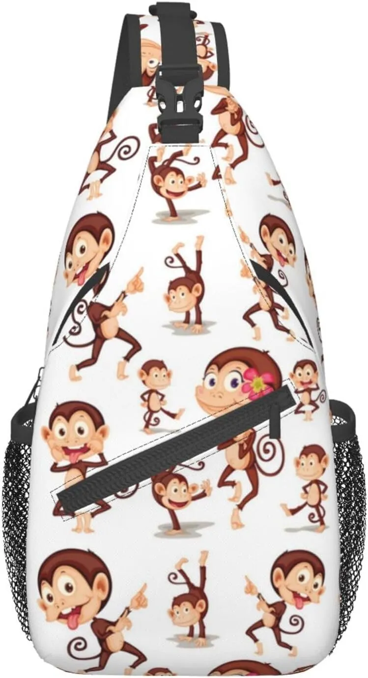 Monkey Shoulder Bag Cute Sling Backpack Daypack Casual Cute Animal Hiking Bag Monkey Backpack Bag Outdoor