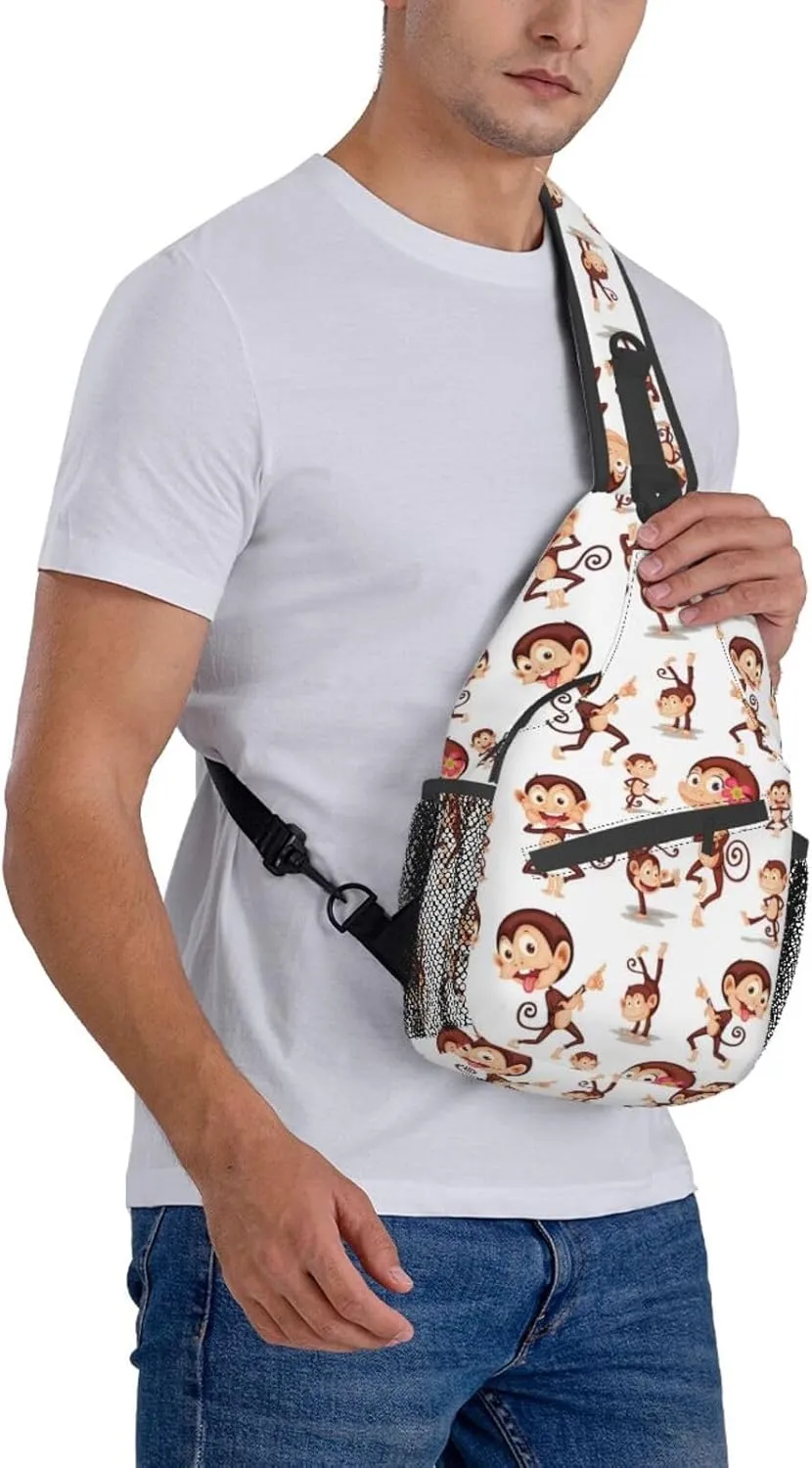Monkey Shoulder Bag Cute Sling Backpack Daypack Casual Cute Animal Hiking Bag Monkey Backpack Bag Outdoor