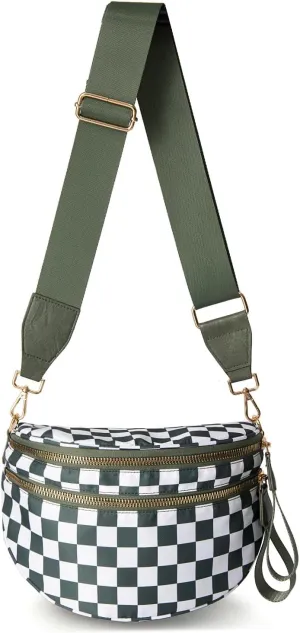 Mosaic Bum Sling Bag Checkered Bum Bag Crossbody Nylon Bum Bags for Women Crossbody Checkereds Purse