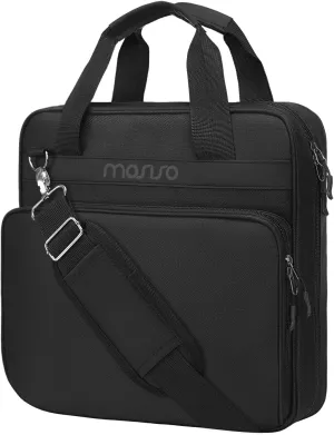 MOSISO 3 Ring Zipper Binder, 2 inch O-Ring Binder Organizer 500 Sheets Capacity Multiple Pockets Bag for Office with Handle & Shoulder Strap Compatible with 13 inch Laptop/Tablet, Black