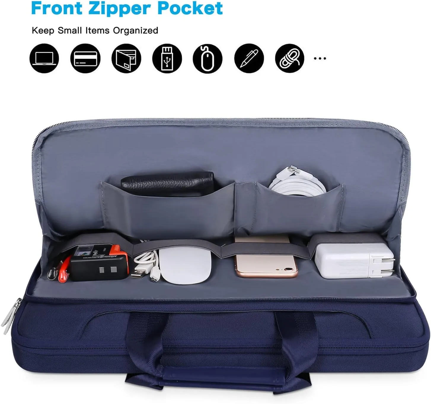 MOSISO 360 Protective Laptop Shoulder Bag Compatible with MacBook Air/Pro, 13-13.3 inch Notebook, Compatible with MacBook Pro 14 inch M4 M3 M2 M1,Matching Color Sleeve with Belt, Navy Blue