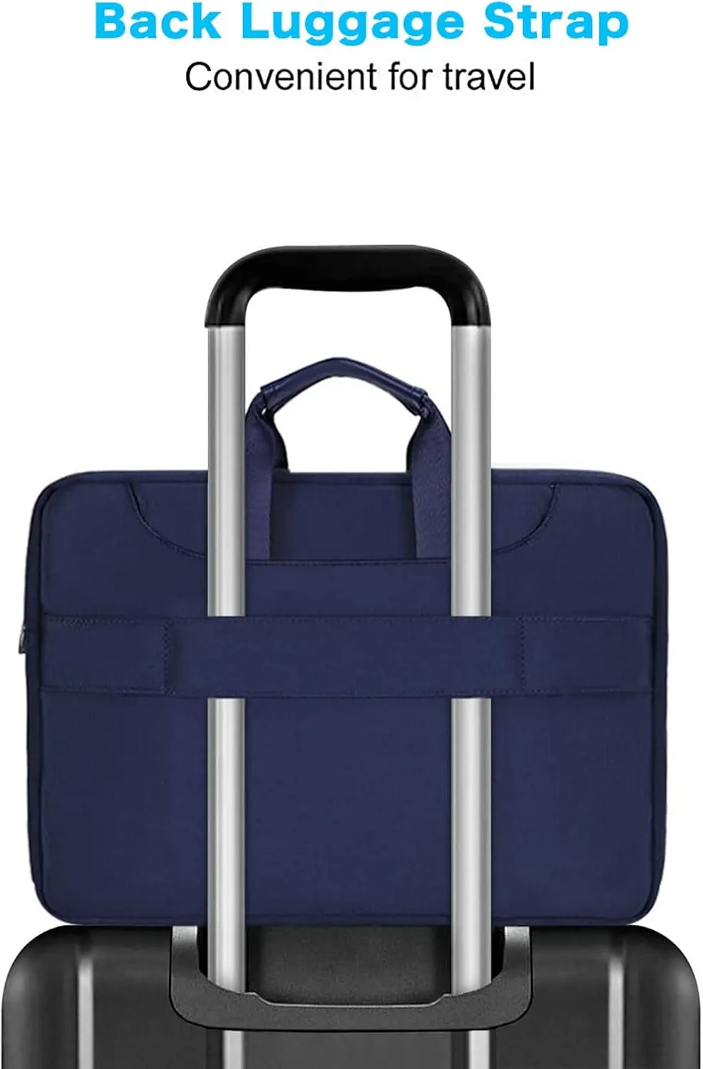 MOSISO 360 Protective Laptop Shoulder Bag Compatible with MacBook Air/Pro, 13-13.3 inch Notebook, Compatible with MacBook Pro 14 inch M4 M3 M2 M1,Matching Color Sleeve with Belt, Navy Blue