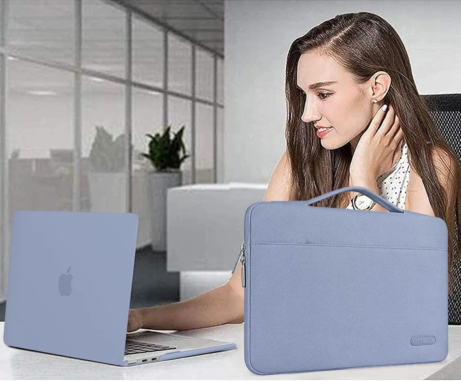 MOSISO Compatible with MacBook Air 13 inch Case 2025 2024 2023 2022 M4 A3240 M3 A3113 M2 A2681, Hard Shell&Sleeve Bag&Keyboard Skin&Webcam Cover&Screen Film for MacBook Air 13.6 inch, Lavender Gray