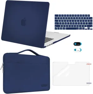 MOSISO Compatible with MacBook Air 15 inch Case 2025 2024 2023 Release M4 A3241 M3 A3114 M2 A2941, Plastic Hard Shell&Carrying Sleeve Bag&Keyboard Cover&Webcam Cover&Screen Protector, Navy Blue