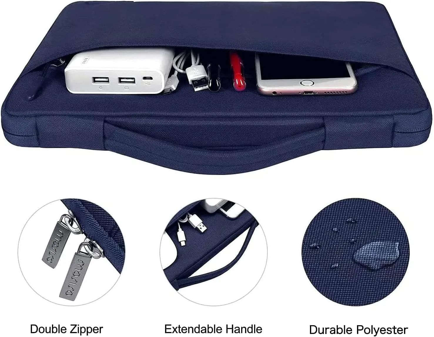 MOSISO Compatible with MacBook Air 15 inch Case 2025 2024 2023 Release M4 A3241 M3 A3114 M2 A2941, Plastic Hard Shell&Carrying Sleeve Bag&Keyboard Cover&Webcam Cover&Screen Protector, Navy Blue