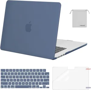 MOSISO Compatible with MacBook Air 15 inch Case M4 M3 M2 2025 2024 2023 Release A3241 A3114 A2941 with Touch ID, Plastic Hard Shell Case&Keyboard Cover&Screen Protector&Storage Bag, Steel Blue