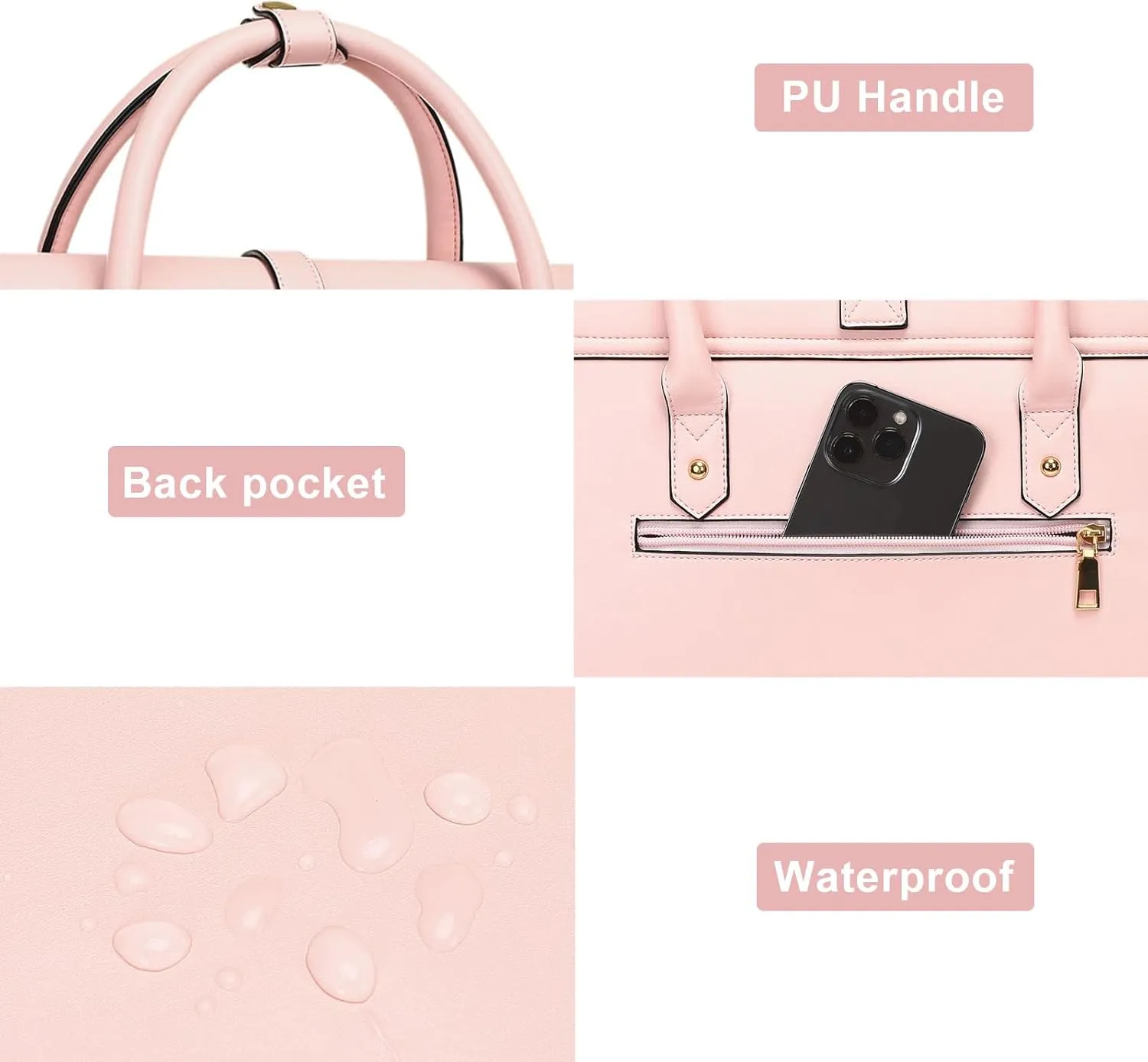 MOSISO Laptop Bag for Women, 17 inch PU Leather Laptop Shoulder Bag Convertible Backpack, 17.3 inch Messenger Bag Casual Handbag Work Briefcase Travel Computer Bag with Bowknot, Pink
