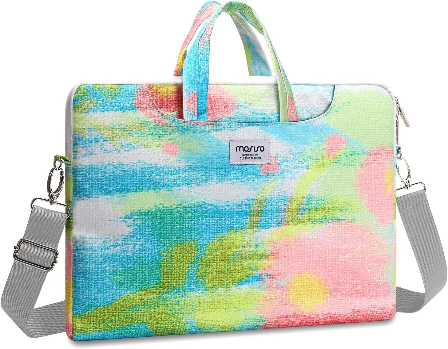 MOSISO Laptop Bag for Women,15 inch Laptop Computer Bag Compatible with MacBook, HP, Dell, Lenovo, Asus Notebook, 15.6 inch Messenger Shoulder Briefcase with Strap, Rainbow Graffiti