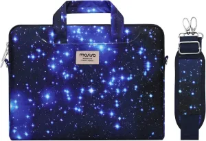 MOSISO Laptop Shoulder Bag Compatible with MacBook Air/Pro,13-13.3 inch Notebook,Compatible with MacBook Pro 14 inch 2023-2021 A2779 M2 A2442 M1,Starry Night Carrying Sleeve Case with Belt, Black