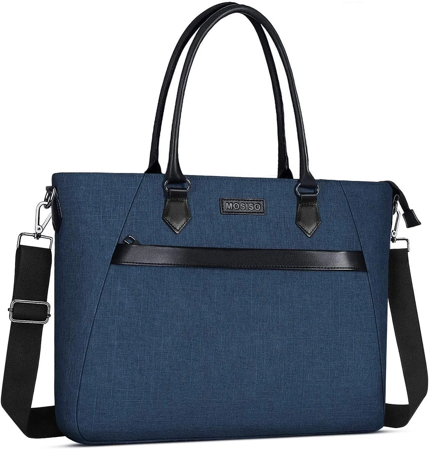 MOSISO Laptop Tote Bag (17-17.3 inch) with Front Trapezoid Pocket, Deep Teal
