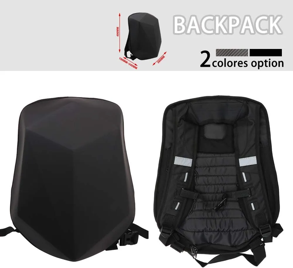 Motorcycle Backpack Hardshell Bags Luggage - Carbon Fiber Large Capacity Hard Shell Motorbike Helmet Backpack Waterproof Riding Laptop Bag For Travelling Camping Cycling Storage Bag
