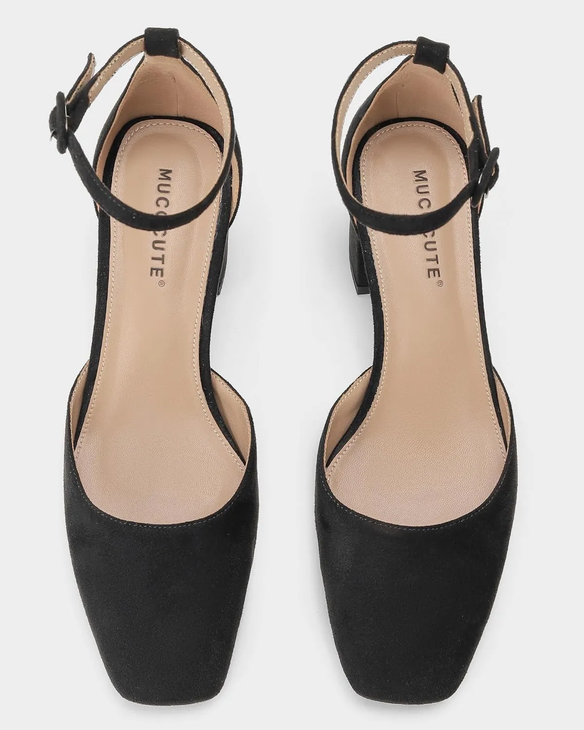 MUCCCUTE Heels for Women Closed Toe Pumps - Chunky Low Heel Block Square Toe Ankle Strap Heels Ladies Business Office Dressy Dress Pumps