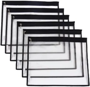 Multi-purpose Water Resisitant Clear PVC Organizer Bag Pouch with Zipper Closure 6-pack