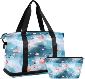 Multicolored Soap Bubbles Gym Duffle Bag with Shoe and Wet Clothes Compartments Shoulder Weekender Bag for Swim Sports Travel