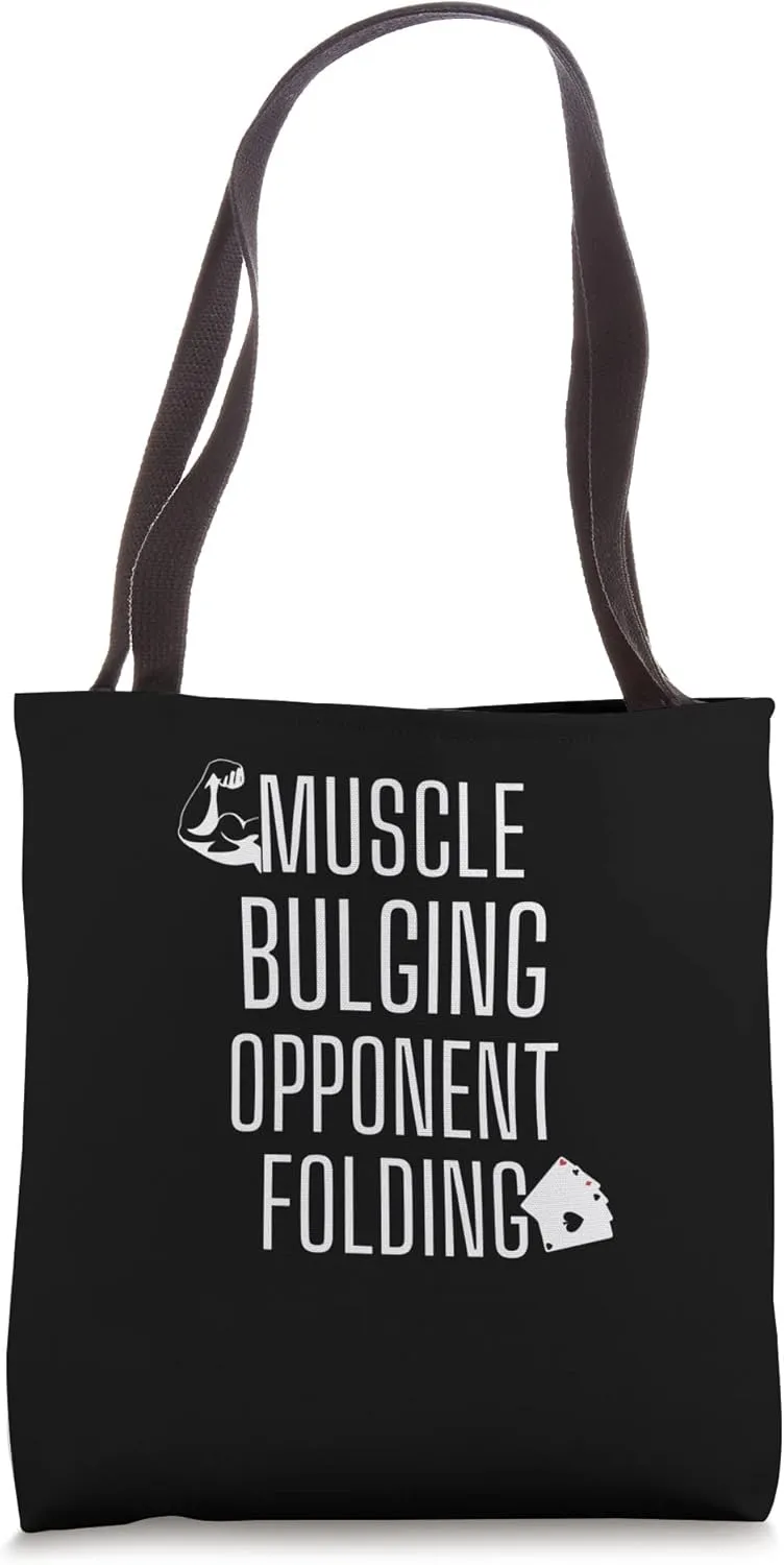 Muscle Bulging Opponent Folding Funny Workout Gym Poker Tote Bag