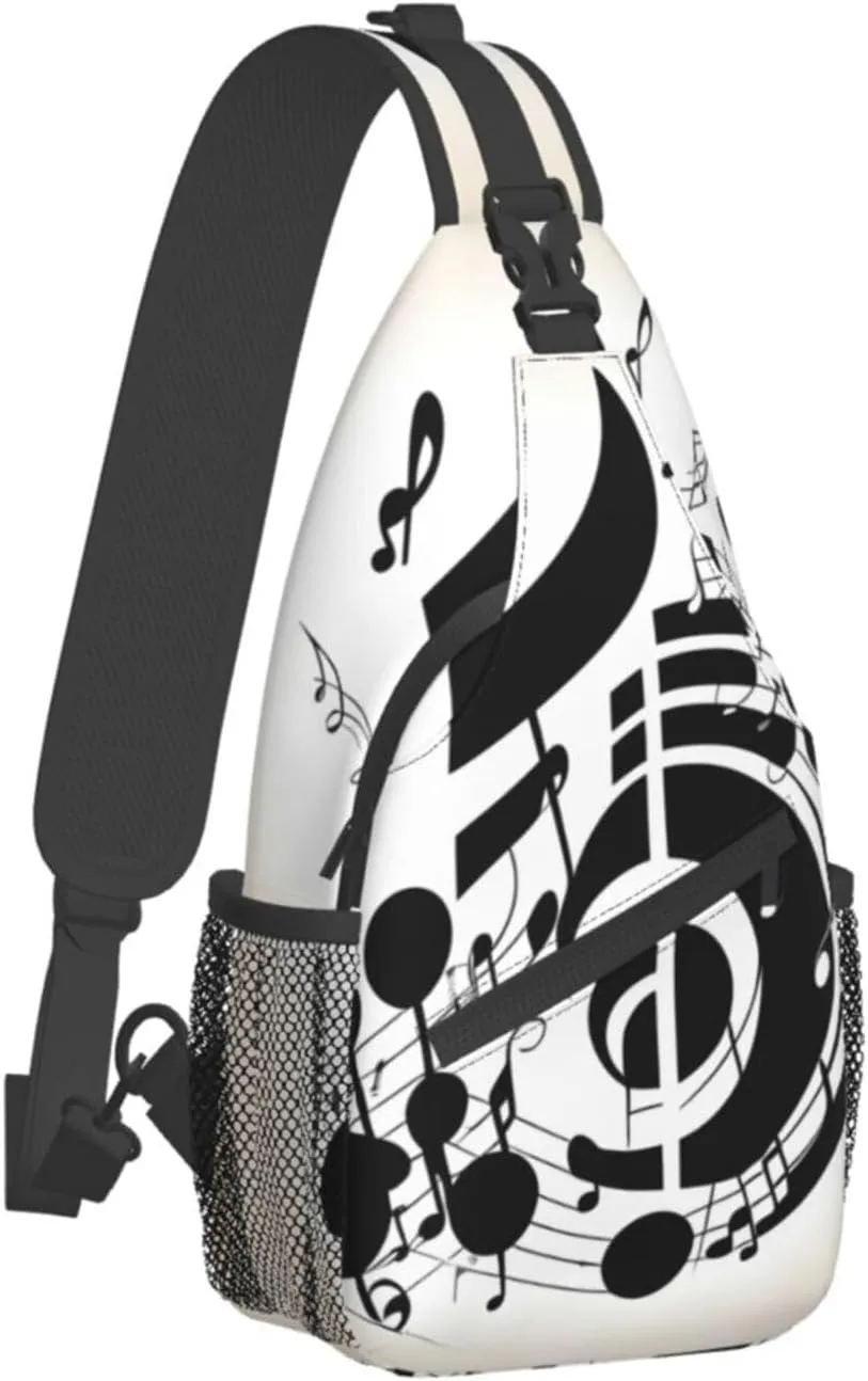 Music Note High Storage Capacity Chest Bag Diagonally Sling Backpack Crossbody Shoulder Bag For Men Women