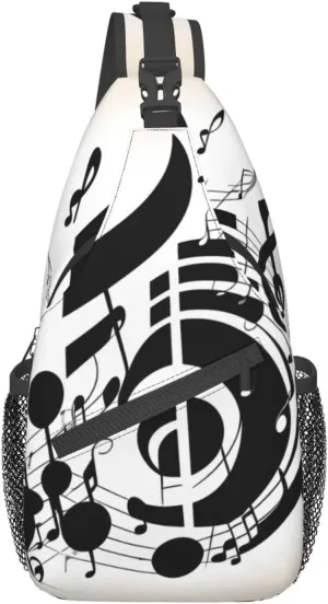 Music Note High Storage Capacity Chest Bag Diagonally Sling Backpack Crossbody Shoulder Bag For Men Women