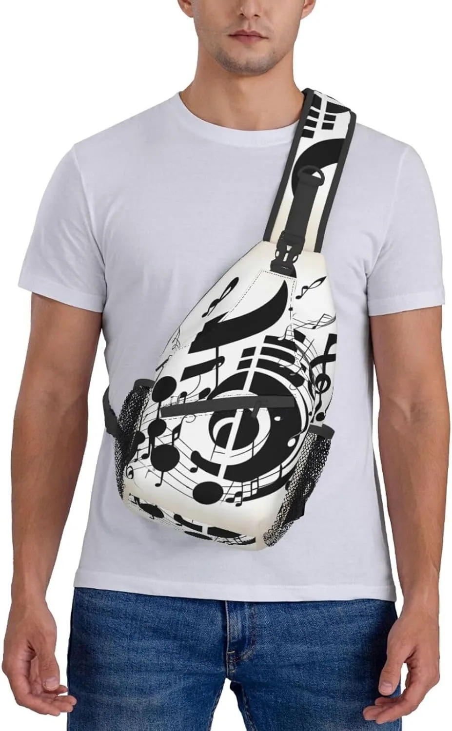 Music Note High Storage Capacity Chest Bag Diagonally Sling Backpack Crossbody Shoulder Bag For Men Women