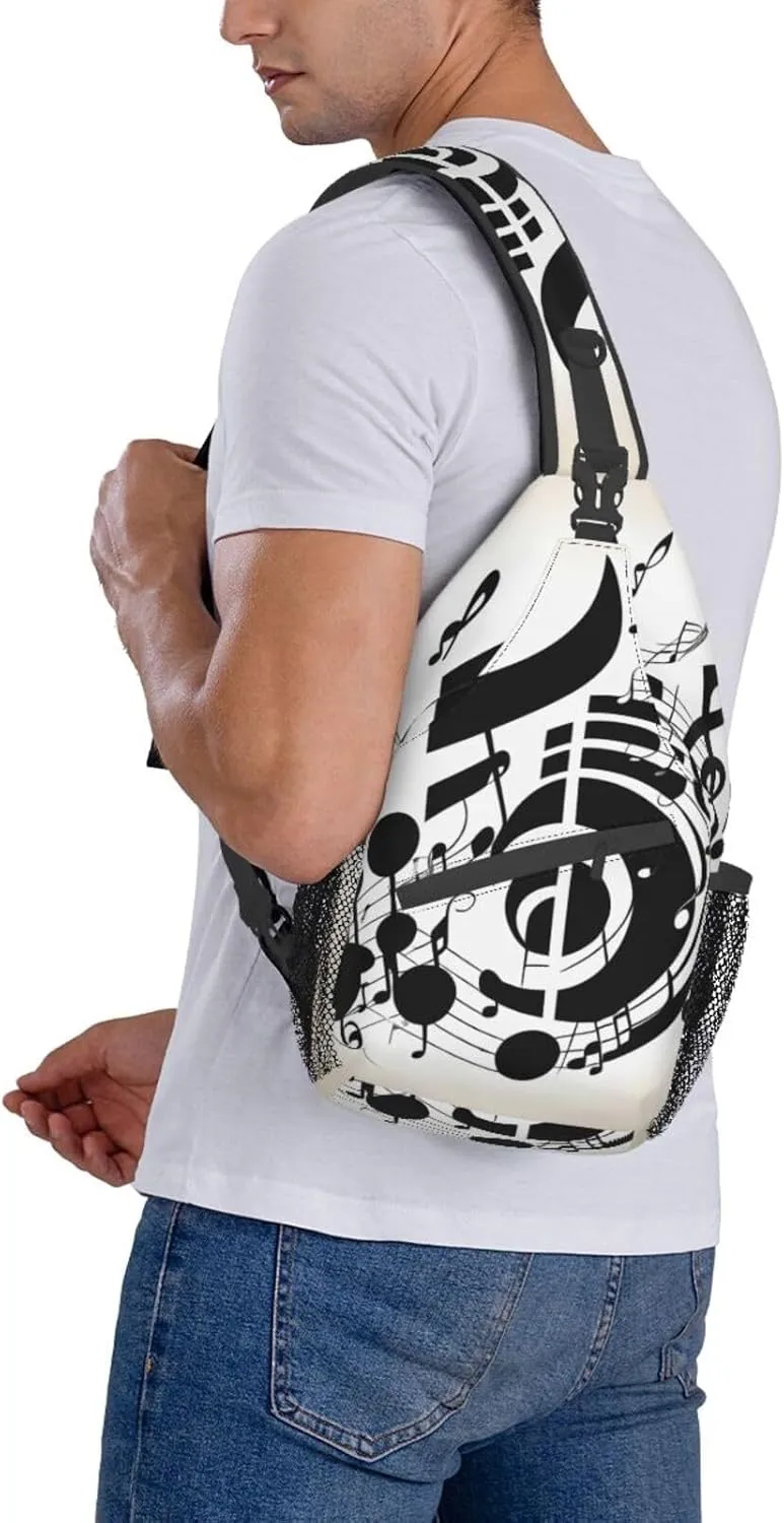 Music Note High Storage Capacity Chest Bag Diagonally Sling Backpack Crossbody Shoulder Bag For Men Women