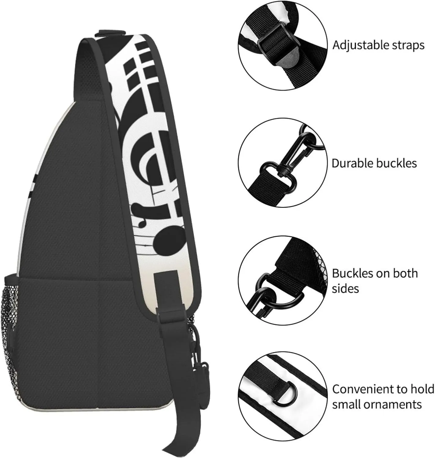 Music Note High Storage Capacity Chest Bag Diagonally Sling Backpack Crossbody Shoulder Bag For Men Women
