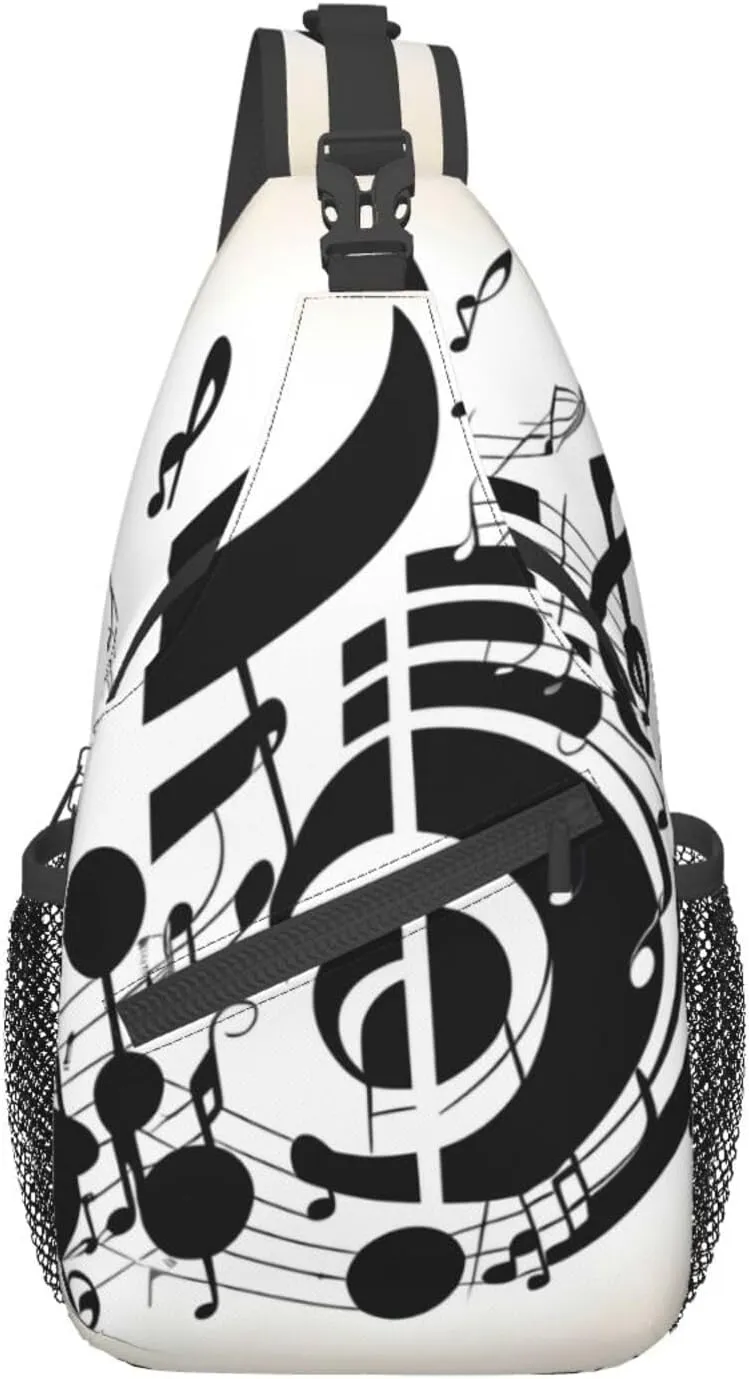 Music Note High Storage Capacity Chest Bag Diagonally Sling Backpack Crossbody Shoulder Bag For Men Women